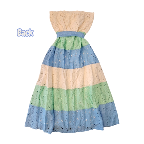 NewWOT Flying Tomato Strapless Midi Dress Cream, Blue & Green Stripes - Small - Picture 7 of 16